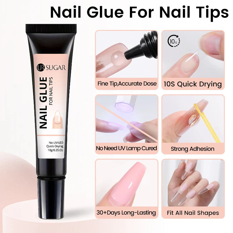 UR SUGAR 10g Nail Glue Remover Set For False Nail No Need Lamp Cured Long Lasting Soak Off Adhesion Gel Nail Manicure Tool