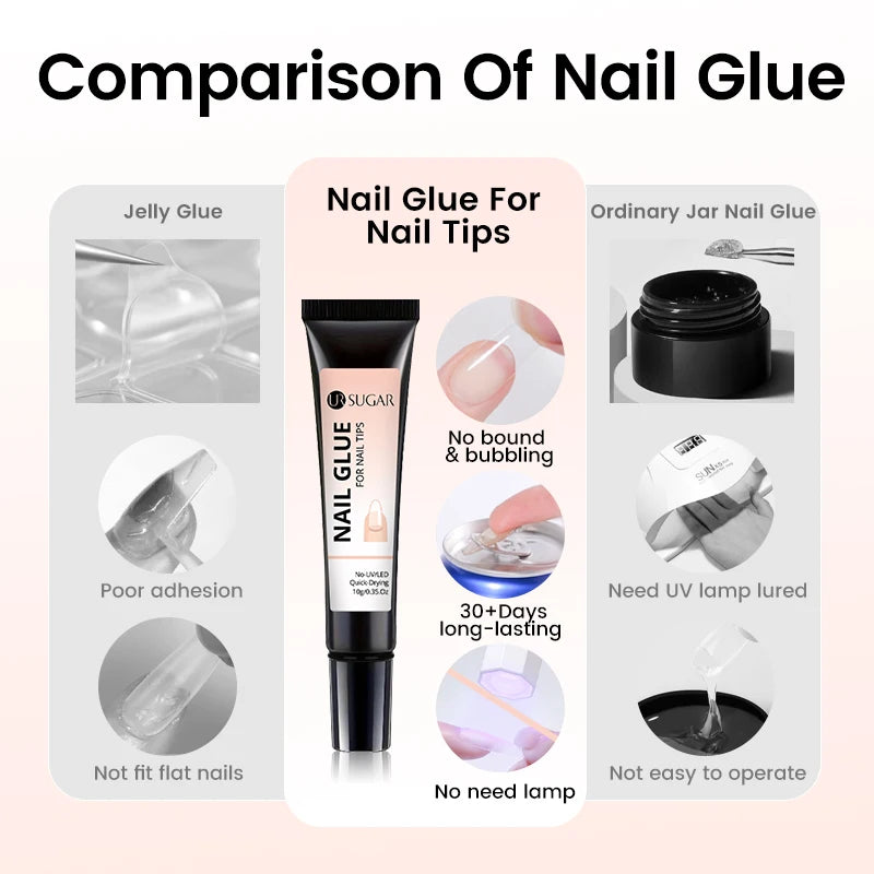 UR SUGAR 10g Nail Glue Remover Set For False Nail No Need Lamp Cured Long Lasting Soak Off Adhesion Gel Nail Manicure Tool